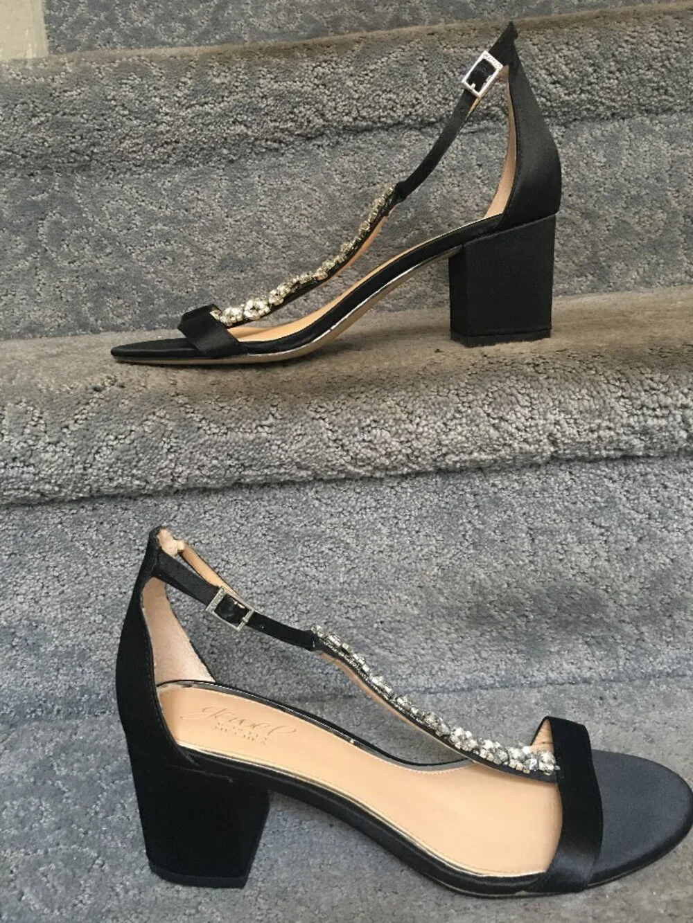 Women's Badgley Mischka Jewel T-Strap Metallic Formal Dress Sandals Size 9, EUC